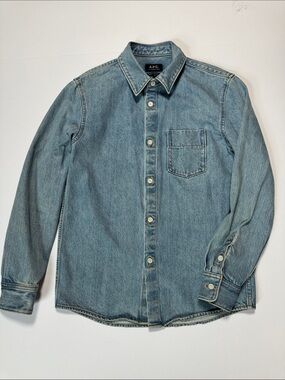 A.P.C. Light Wash Denim Button-Up Shirt Jacket High Quality Men's Unisex XS